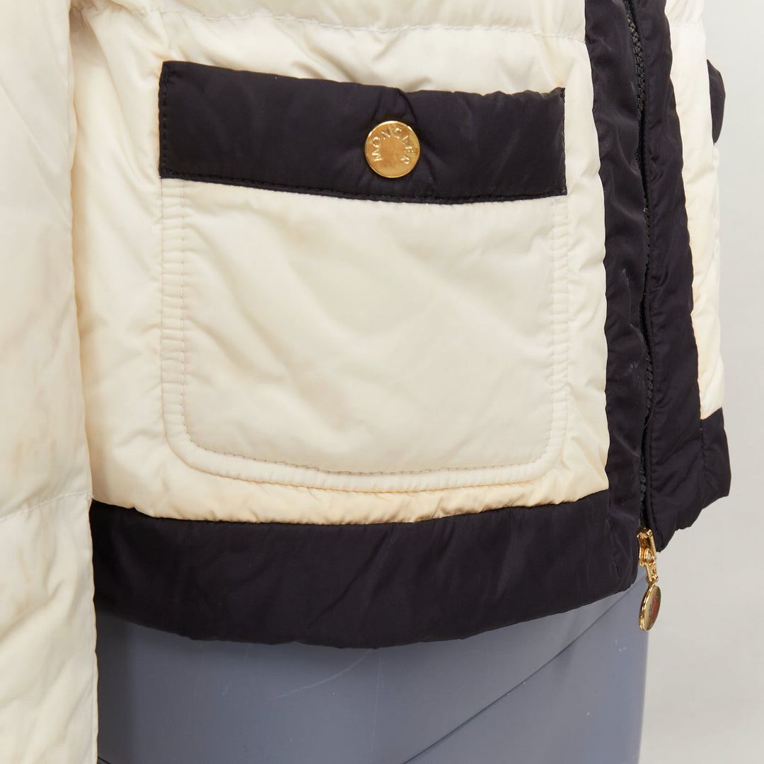 MONCLER G32-003 Piumino Nuovo Daphne cream black 4 pocket padded jacket US2 S