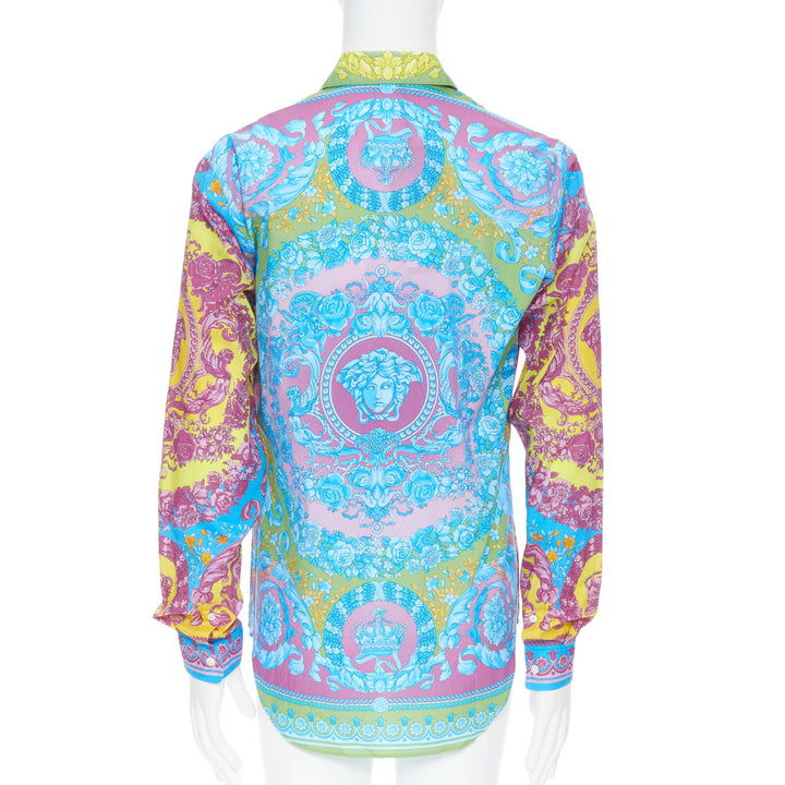 VERSACE Pop Neon Barocco Technicolor baroque print cotton shirt EU38 S