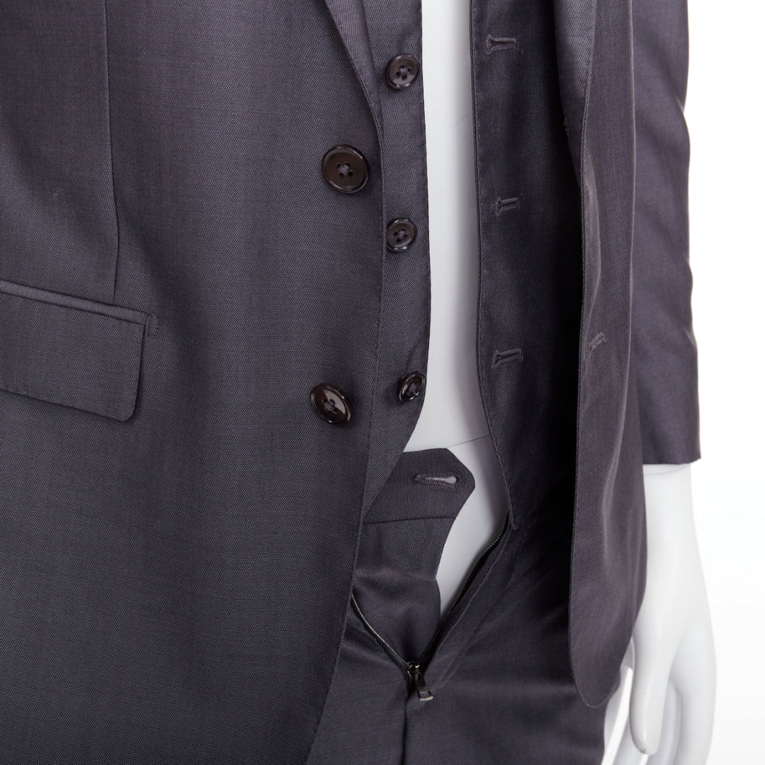 DOLCE GABBANA Martini grey wool silk single breast full canvas 3 pc suit IT44 XS