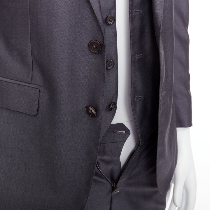 DOLCE GABBANA Martini grey wool silk single breast full canvas 3 pc suit IT44 XS