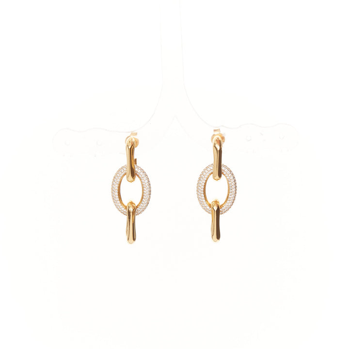 CELINE 2018 Phoebe Philo gold tone brass crystal trio loop hoop earrings Pair