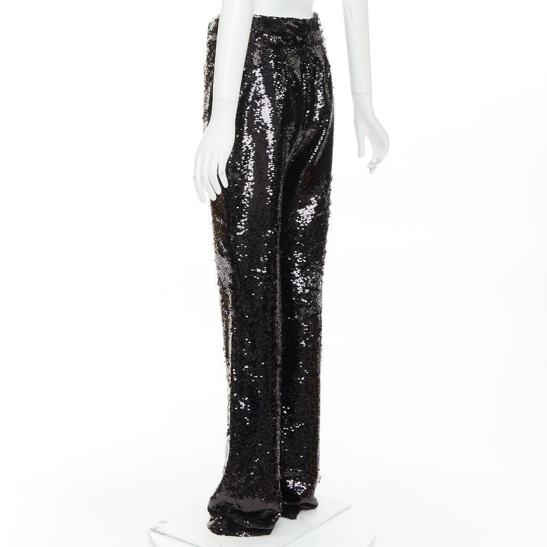 ALEXANDRE VAUTHIER COUTURE AW2019 Runway black paillette sequin wide leg pants