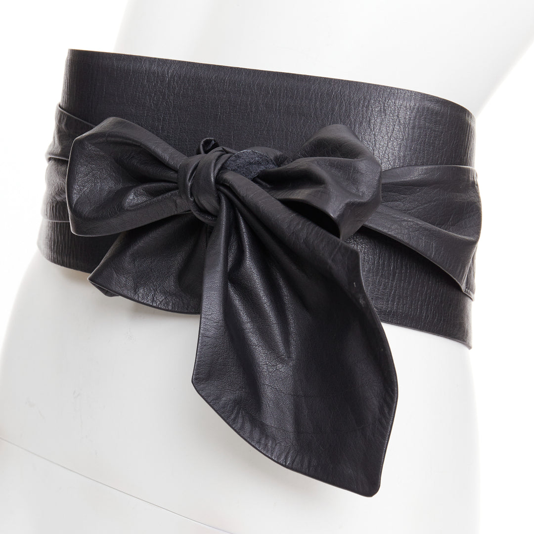 ANDRES OTALORA Viviendo Obi black leather tie front buckled wide belt