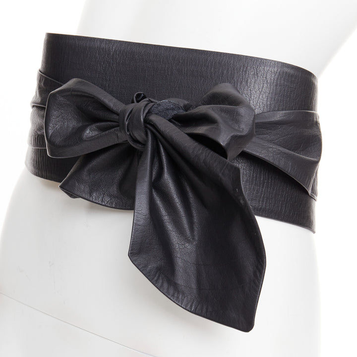 ANDRES OTALORA Viviendo Obi black leather tie front buckled wide belt