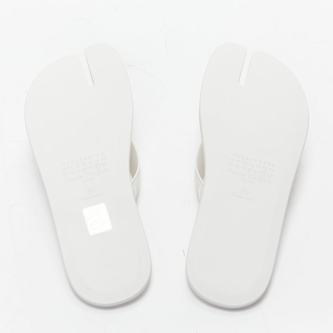 MAISON MARGIELA Tabi white topstitch rubber flip flop thongs sandals EU39