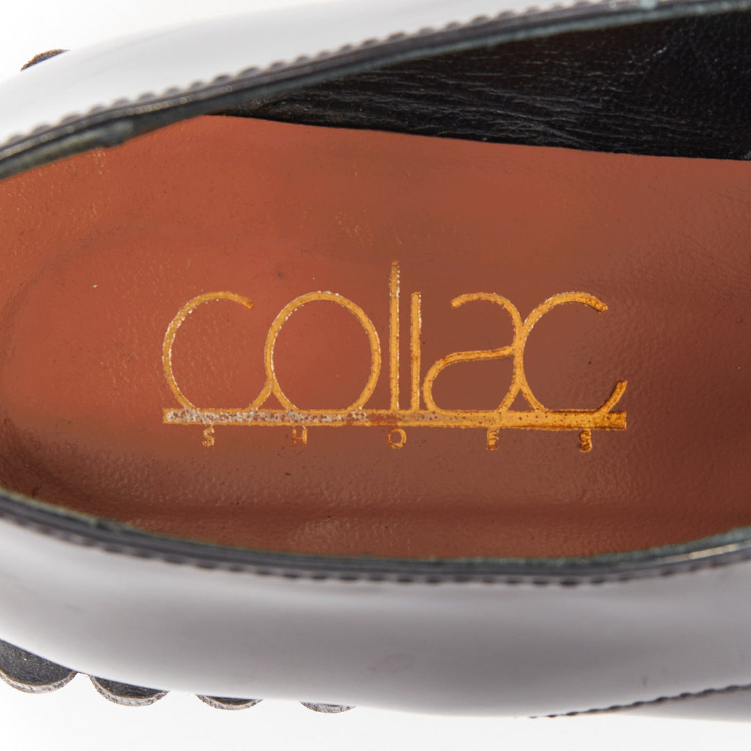 COLIAC Fernanda black pierced leather pearl bar charm dress shoes EU37