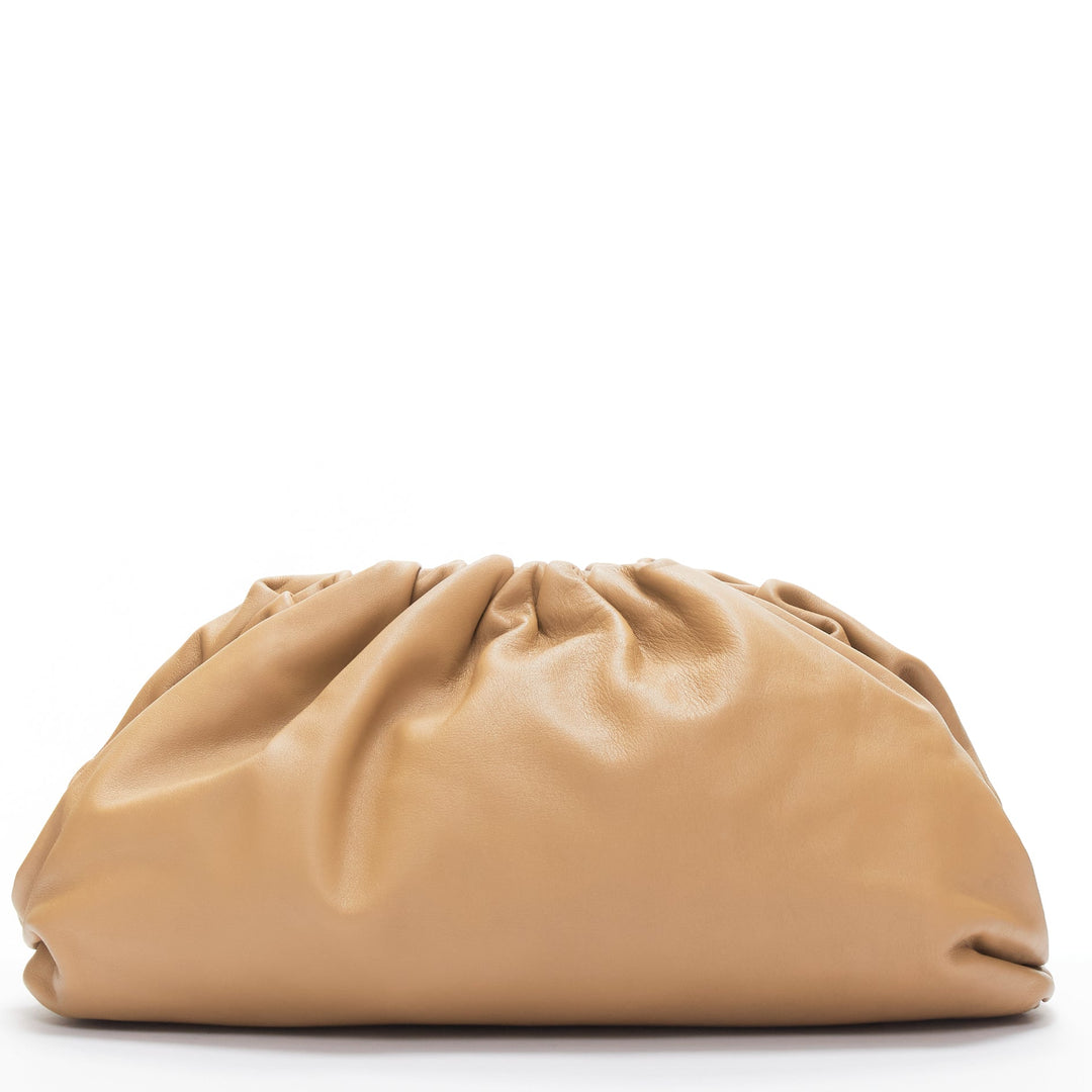 BOTTEGA VENETA The Pouch tan leather dumpling clutch bag