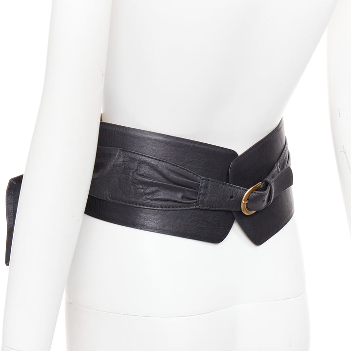 ANDRES OTALORA Viviendo Obi black leather tie front buckled wide belt