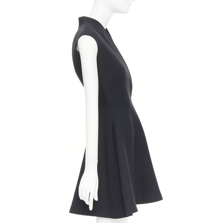 CHRISTIAN DIOR 2015 Raf Simons black structured collar cross front dress FR34 X