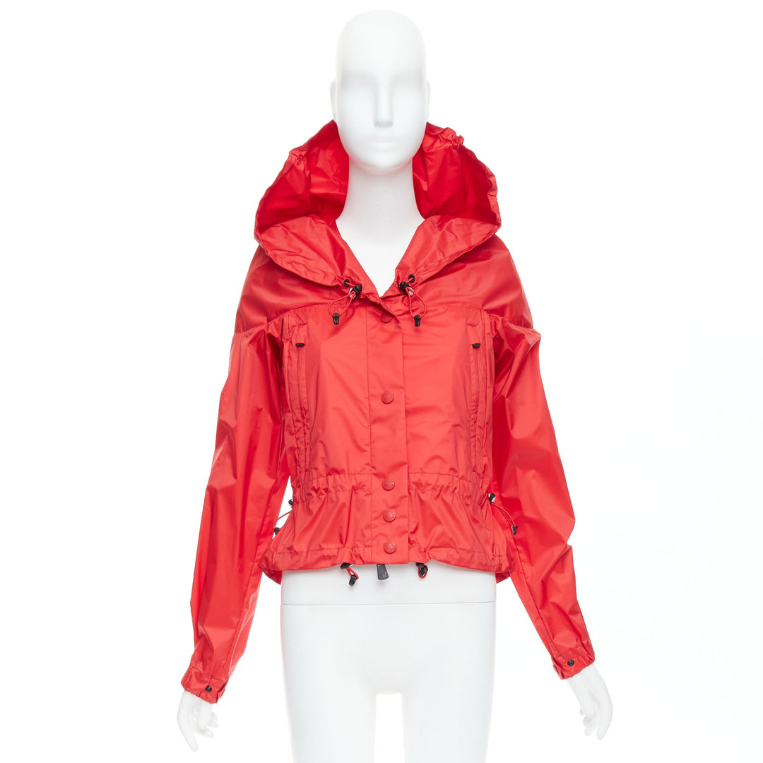 MONCLER Grenoble red oversized hood nylon windbreaker coat Sz0