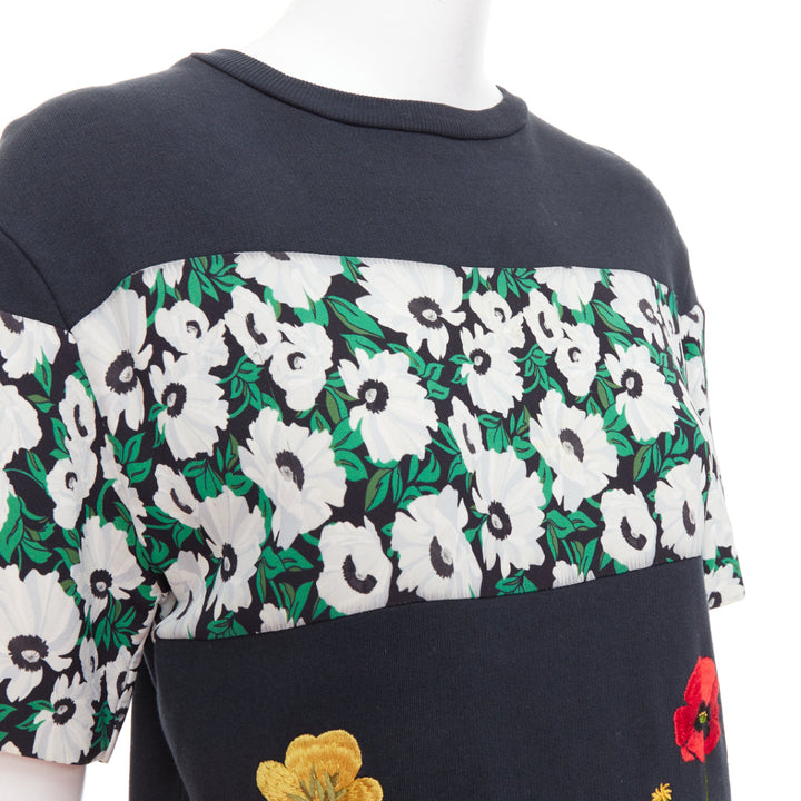 STELLA MCCARTNEY 2015 black cotton poppy daisy embroidery sweater IT38 XS