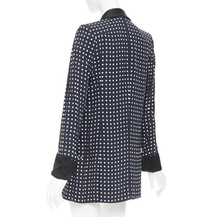 HAIDER ACKERMANN Runway black white polka dot long satin lapel blazer FR36 S
