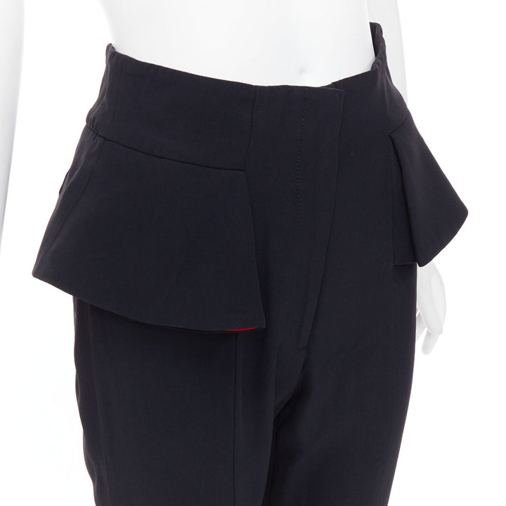 ALEXANDER MCQUEEN 2013 black red lined peplum cropped trousers IT40 S