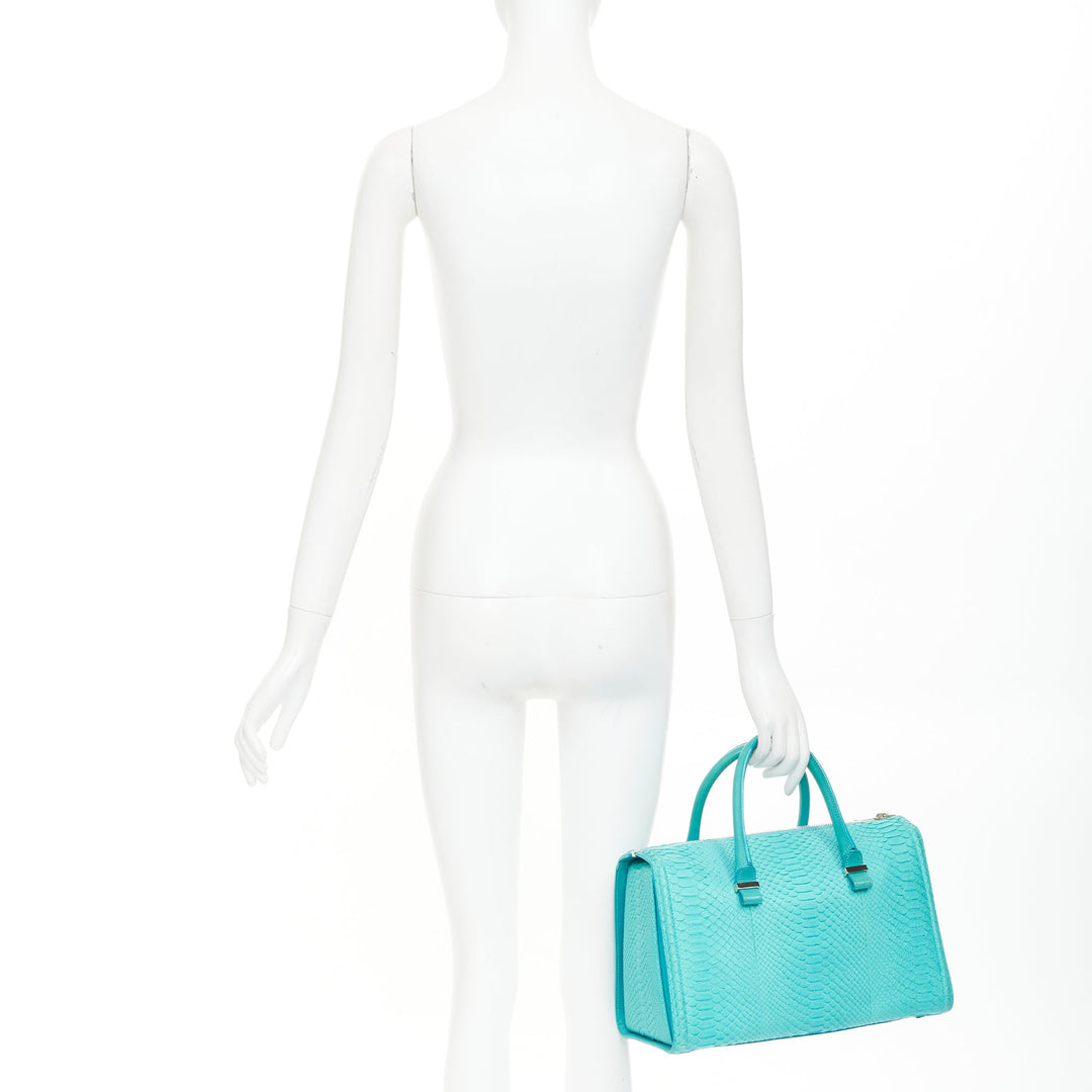 VICTORIA BECKHAM Seven Satchel turquoise scaled leather top handle bag