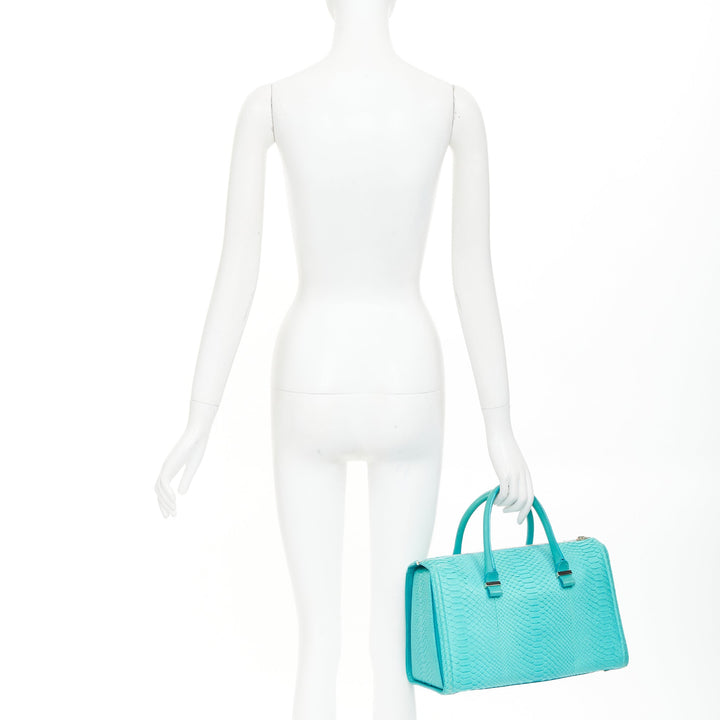 VICTORIA BECKHAM Seven Satchel turquoise scaled leather top handle bag