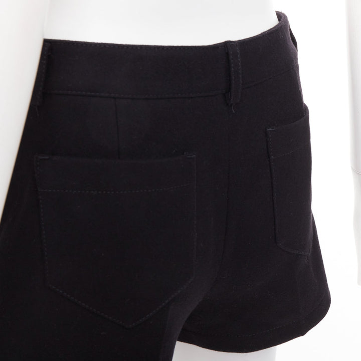 RED VALENTINO black wool blend gold logo buttons mini shorts IT38 XS