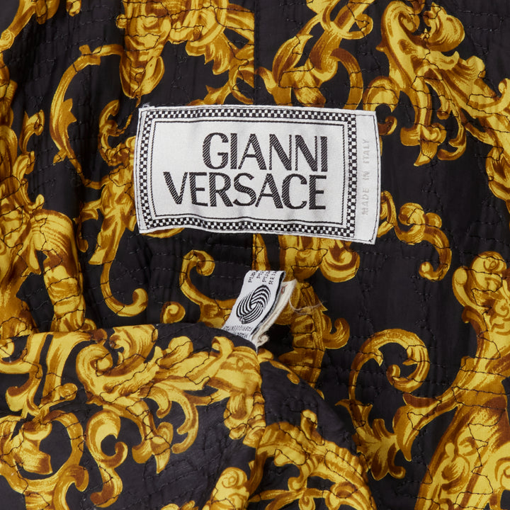 GIANNI VERSACE Vintage 100% wool black gold barocco lined robe coat jacket