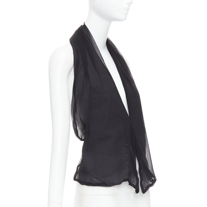 rare MAISON MARGIELA ARTISANAL Vintage black silk overlay tromp loeil waistcoat