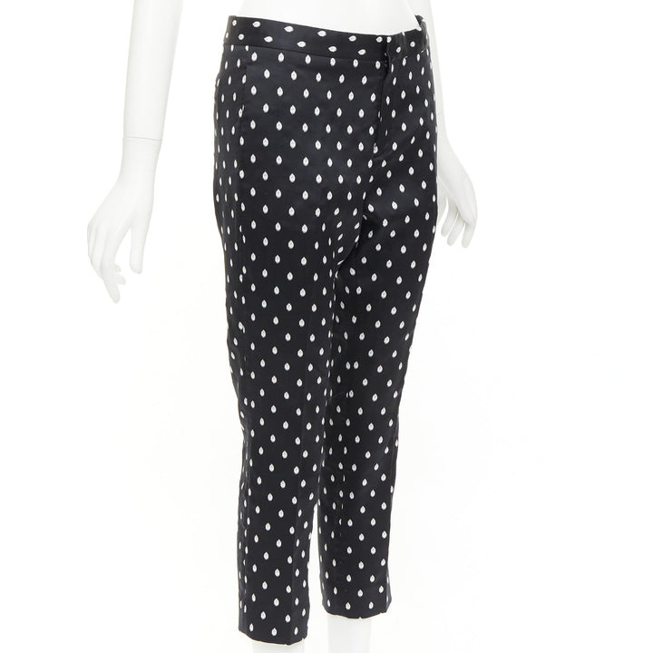 GIAMBATTISTA VALLI black white dot brocade tapered crop pants IT40 XS