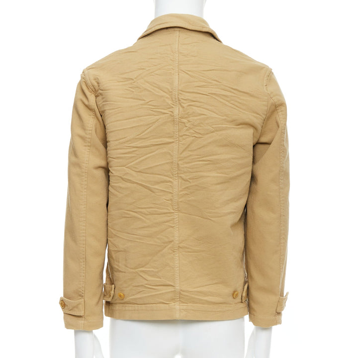 COMME DES GARCONS HOMME khaki crinkle fabric topstitch jacket