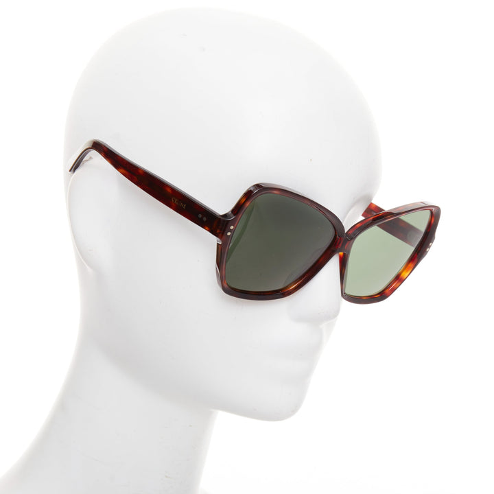 CELINE CL400641 brown tortoise oversized butterfly square sunglasses