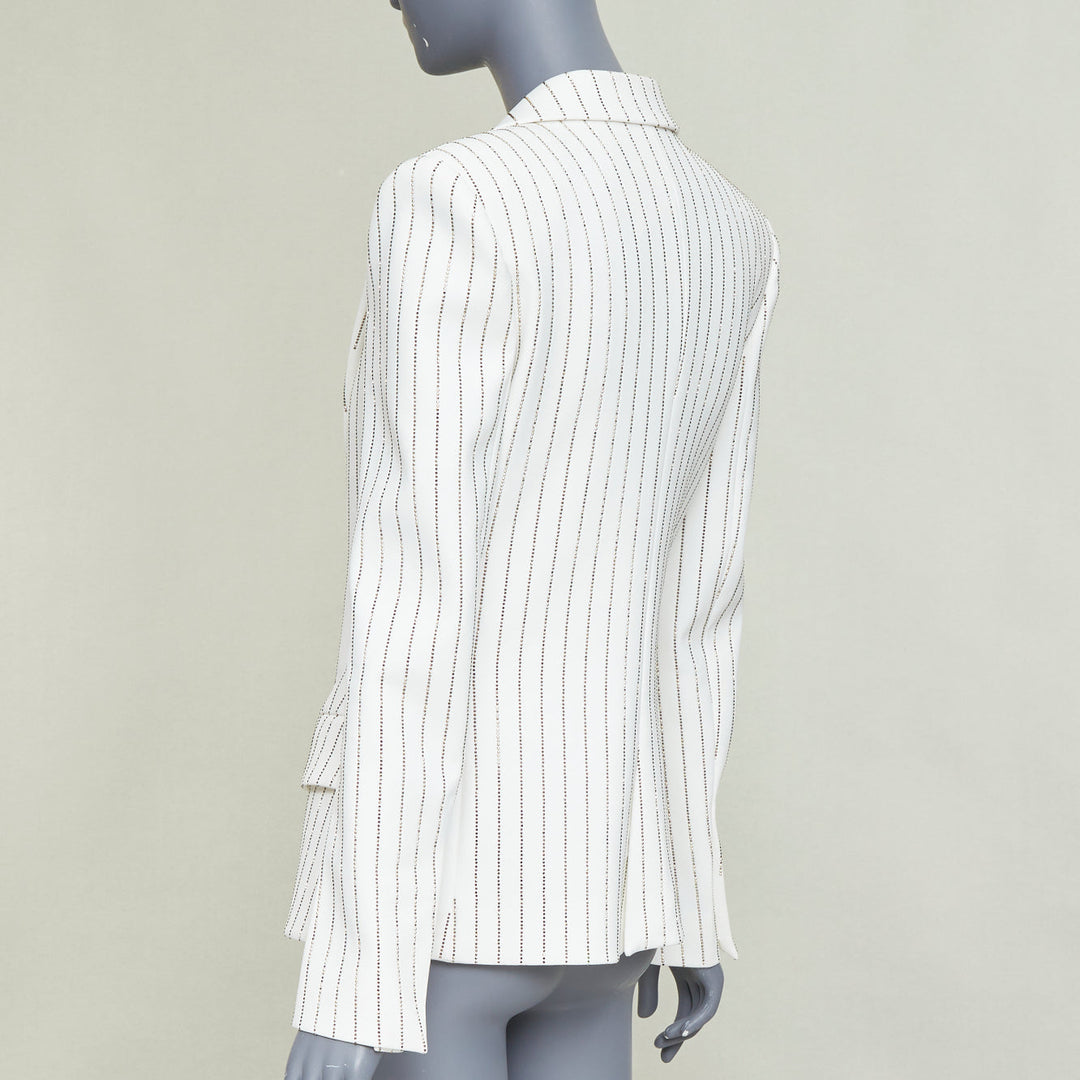 ALEXANDRE VAUTHIER COUTURE SS2020 Runway white gold crystal blazer jacket FR36 S