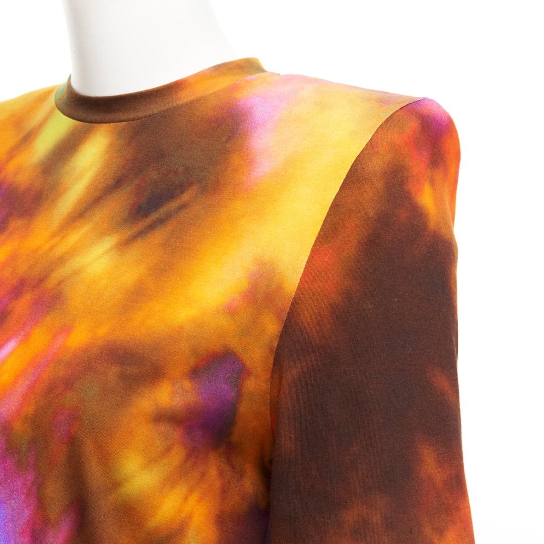 THE ATTICO Bella tie dye logo embroidery power shoulder tshirt IT36 XXS