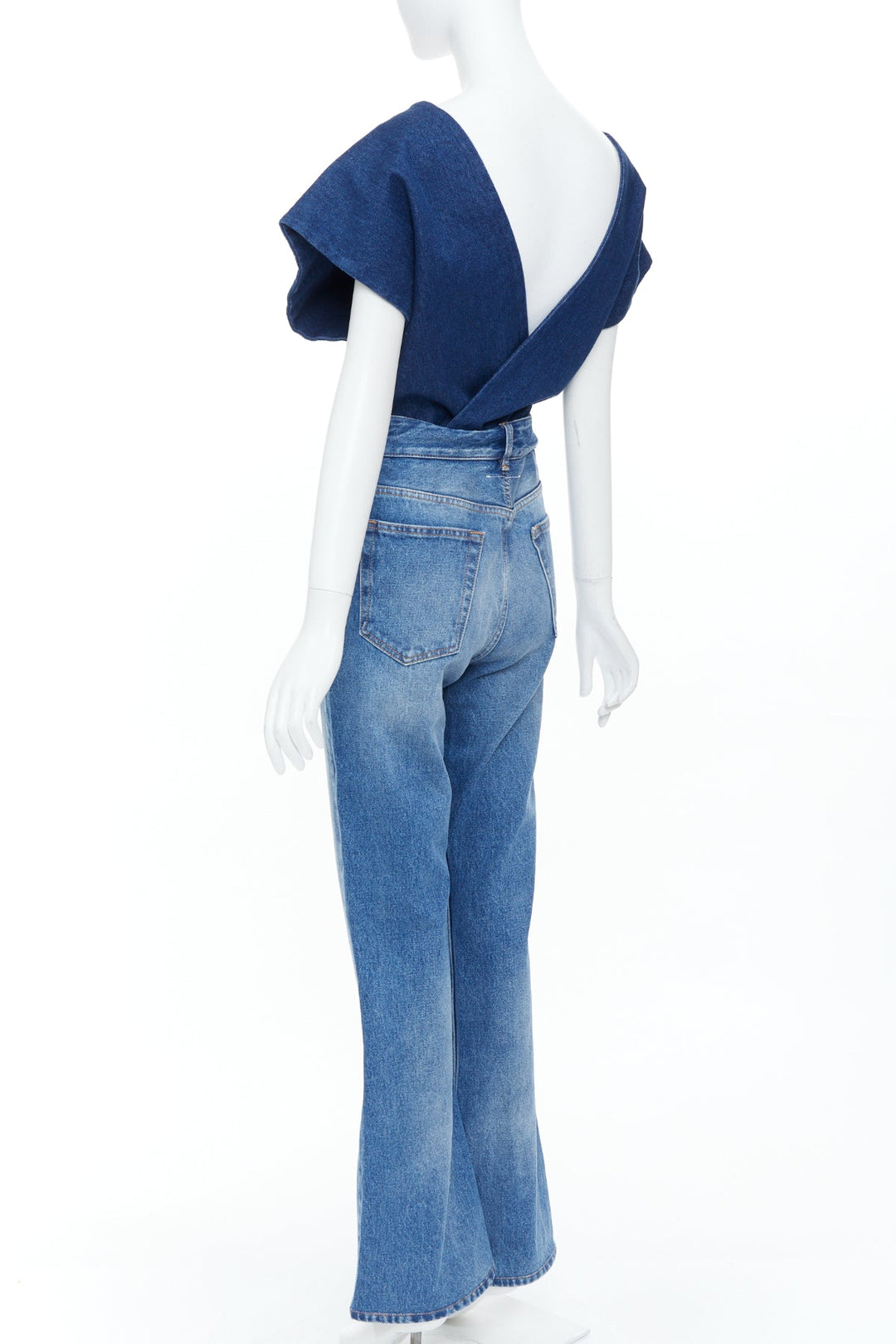 MM6 MAISON MARGIELA 2021 Runway Denim Salopette wrap flared jumpsuit IT40 S