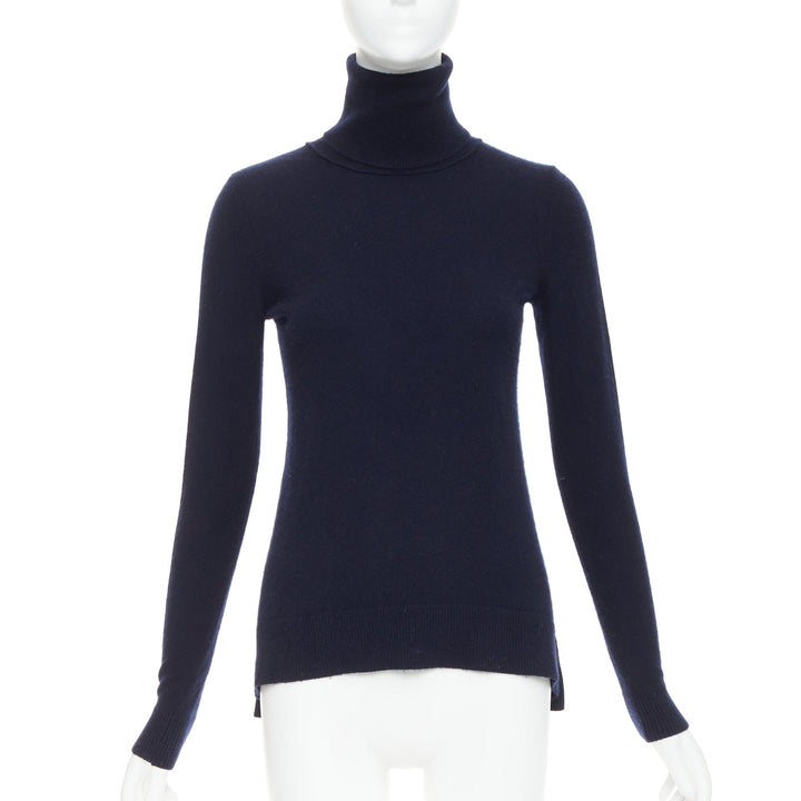VINCE 100% cashmere navy long sleeve minimal  turtleneck sweater XXS