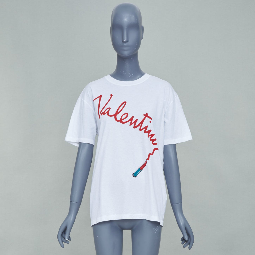 VALENTINO 2017 Zandra Rhodes lipstick graphic print script cotton tshirt XS