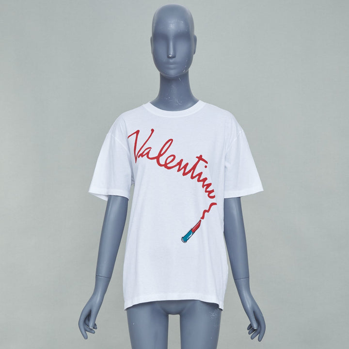 VALENTINO 2017 Zandra Rhodes lipstick graphic print script cotton tshirt XS