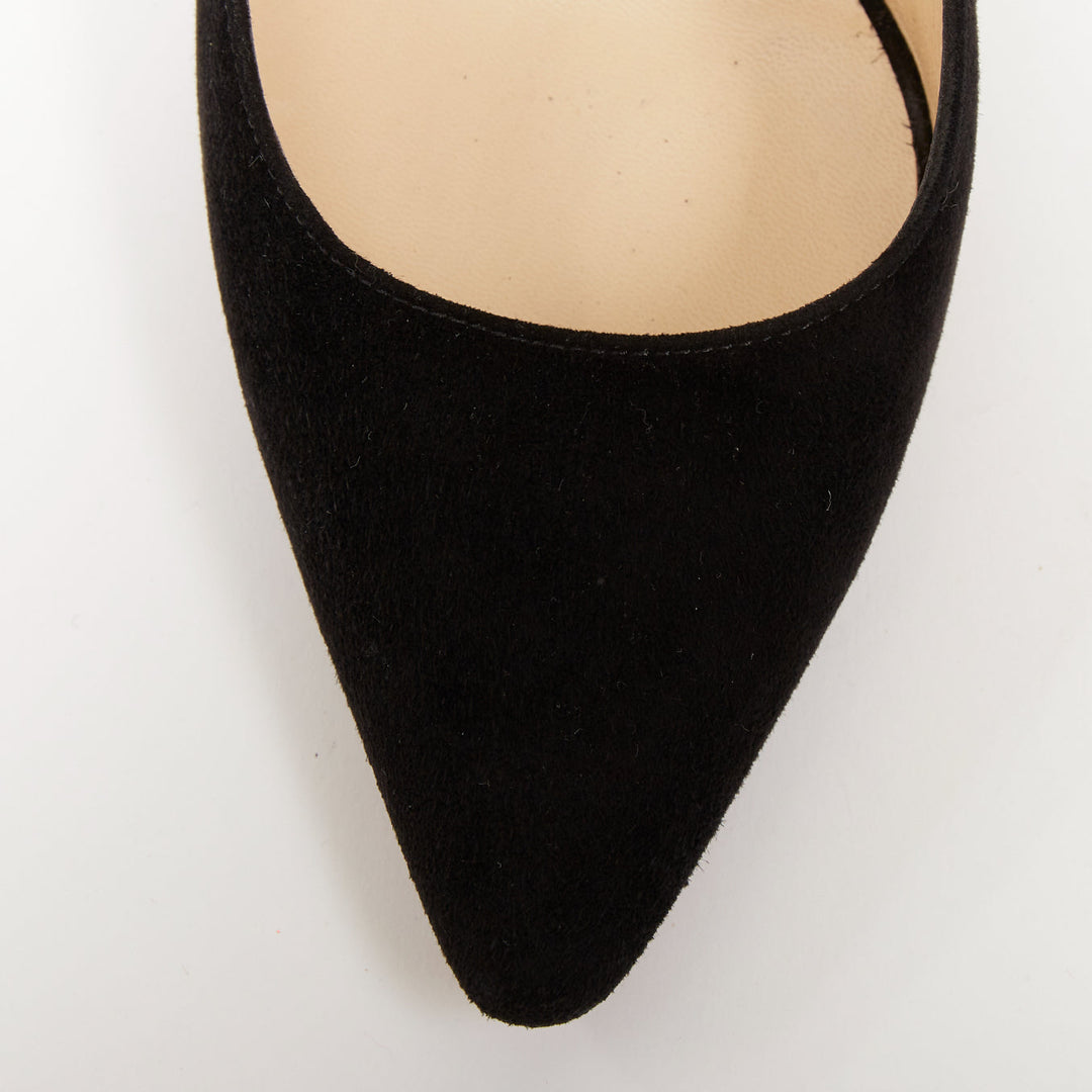 JIMMY CHOO Romy 100 classic black calf suede pointed toe stiletto pumps EU36 US6