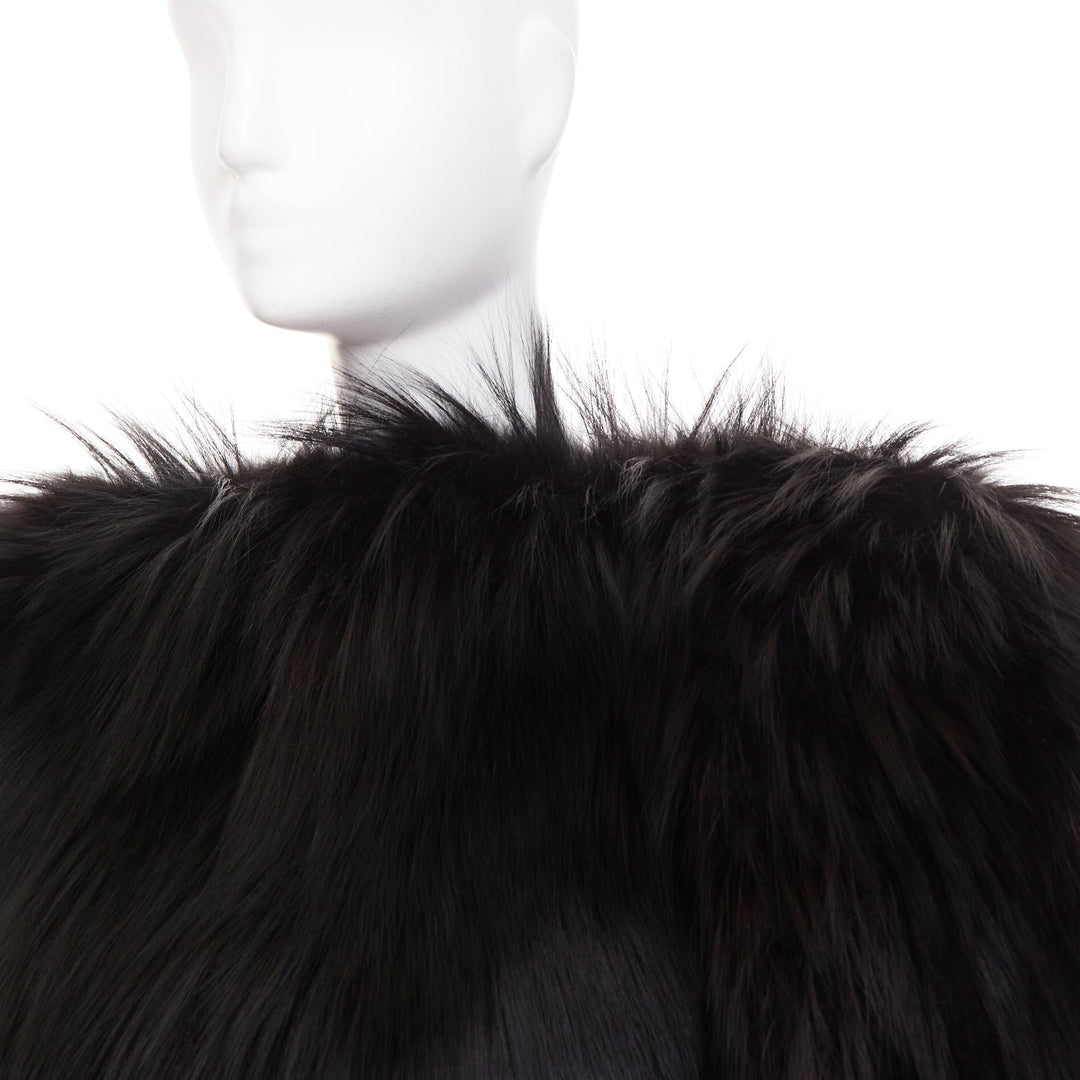 rare ALEXANDRE VAUTHIER COUTURE 2015 Runway black mixed fur puff sleeve dress