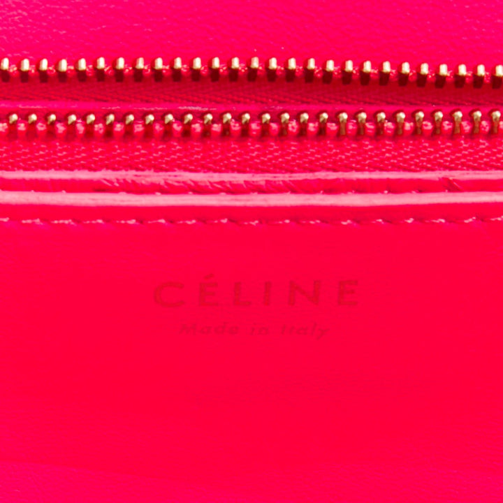 OLD CELINE Medium Classic Box Bag neon pink scaled leather flap crossbody