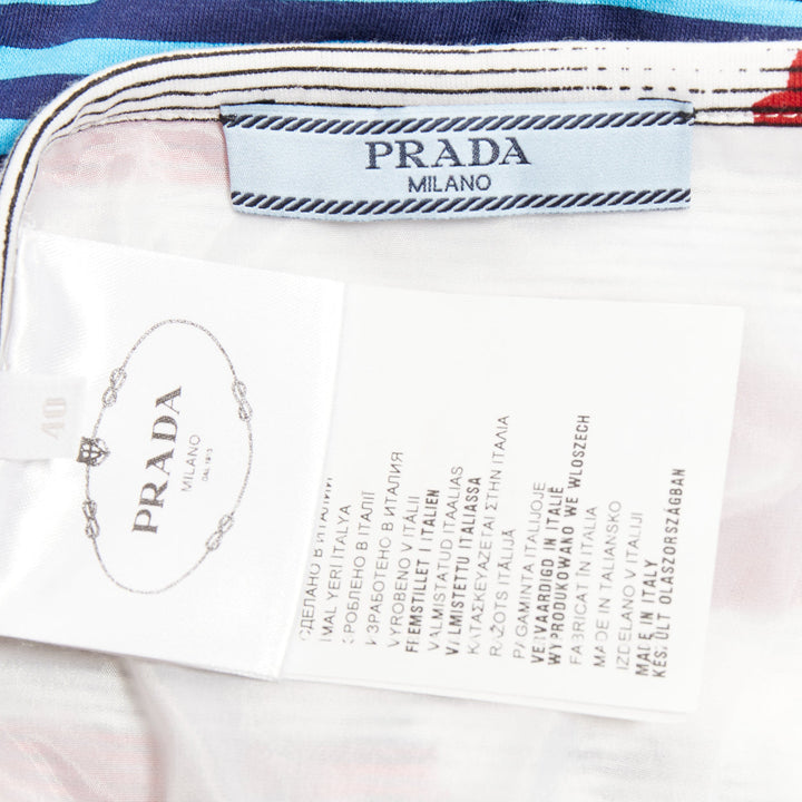 PRADA 2015 Rabbit Trick Race Car graphic stripe knit patchwork skirt IT40 S