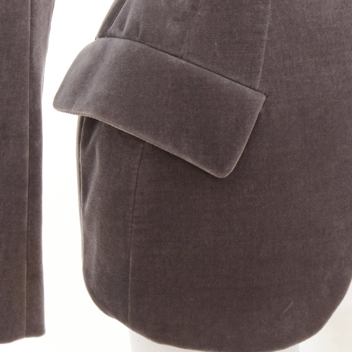 ALEXANDRE VAUTHIER COUTURE SS2022 Runway grey velvet wasp waist Power tux jacket