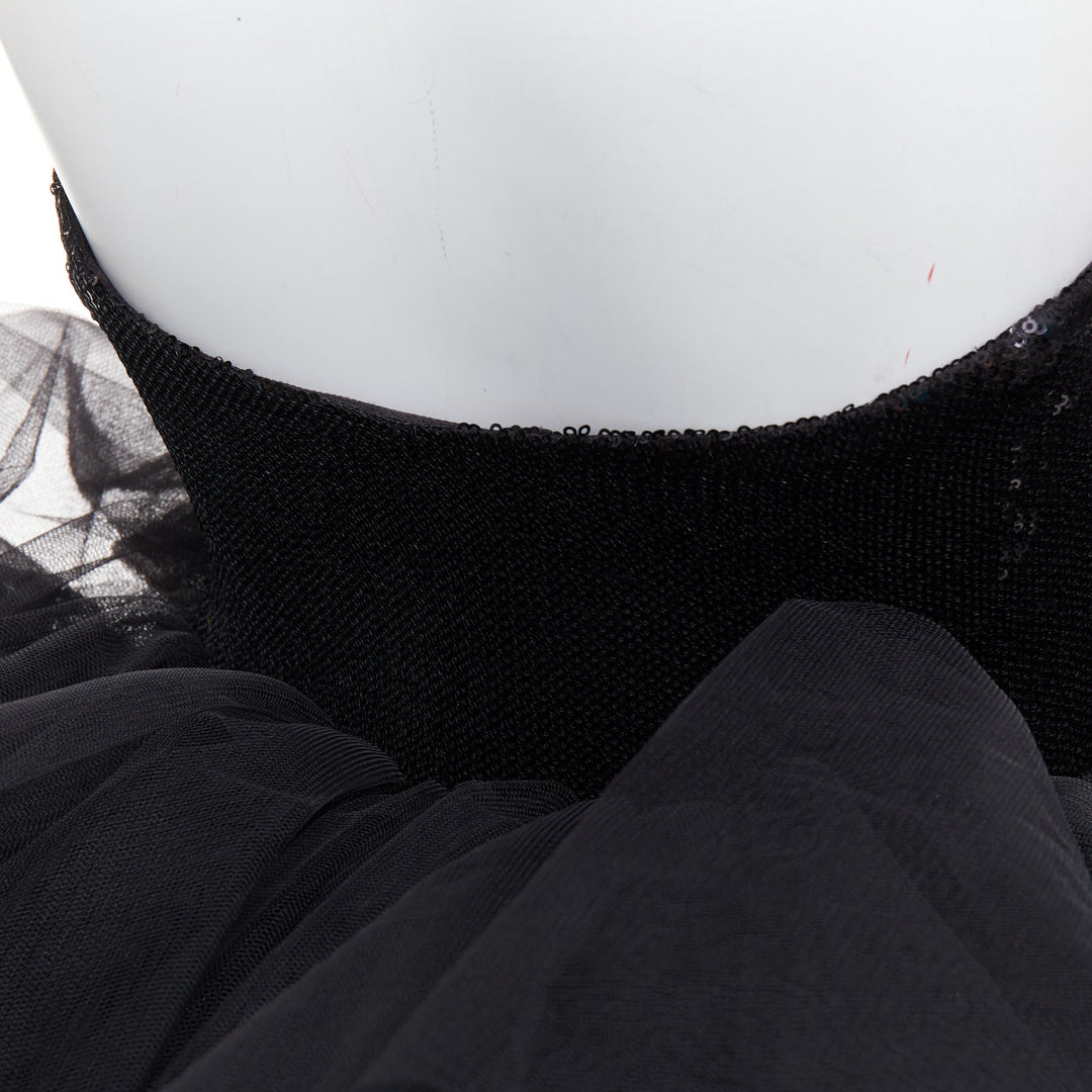 ALEXANDRE VAUTHIER black sequin sweetheart ballerina tulle skirt mini dress
