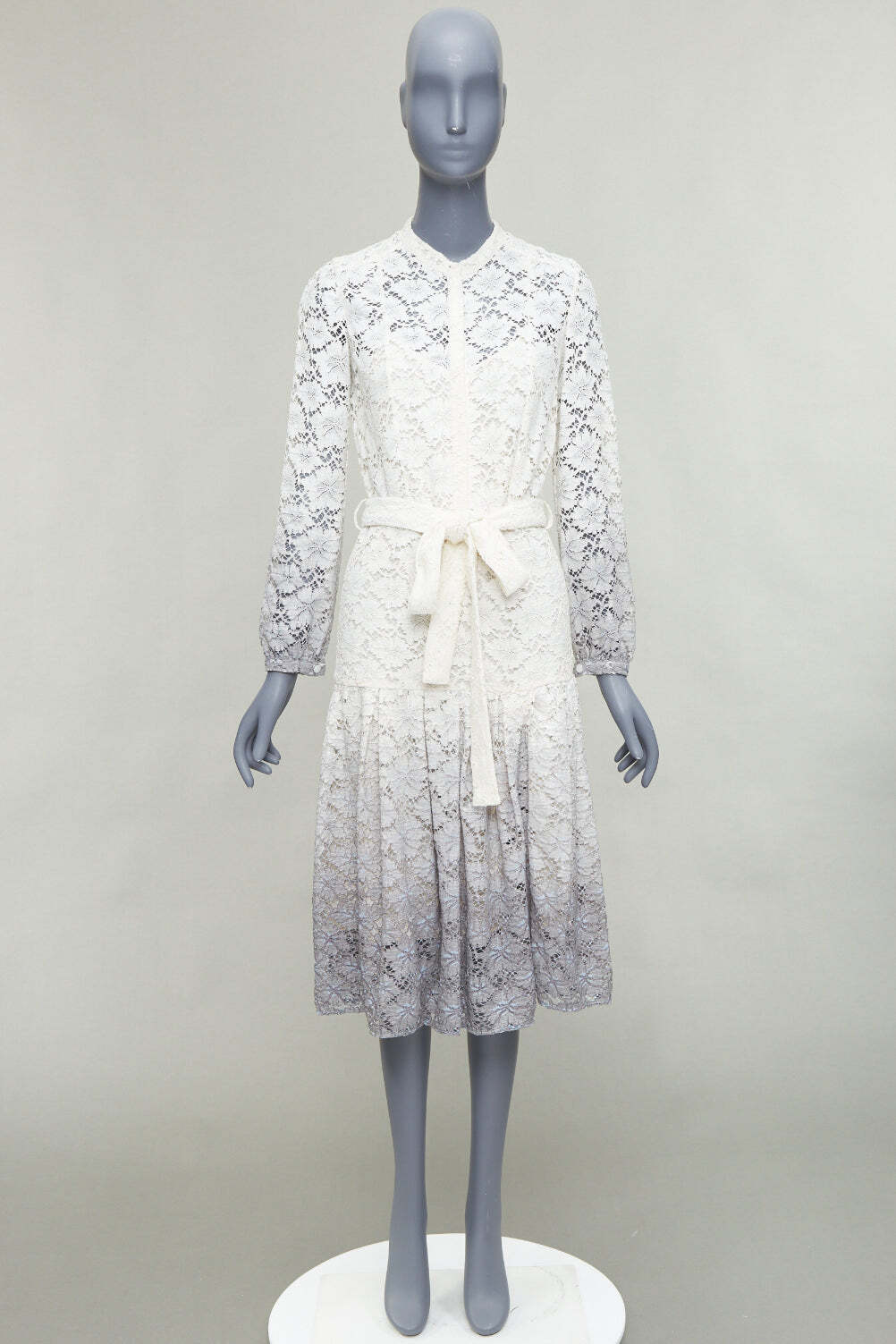 rare BURBERRY PRORSUM 2014 cream grey ombre lace dress IT38 XS Olivia Palermo