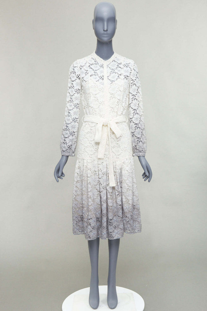 rare BURBERRY PRORSUM 2014 cream grey ombre lace dress IT38 XS Olivia Palermo