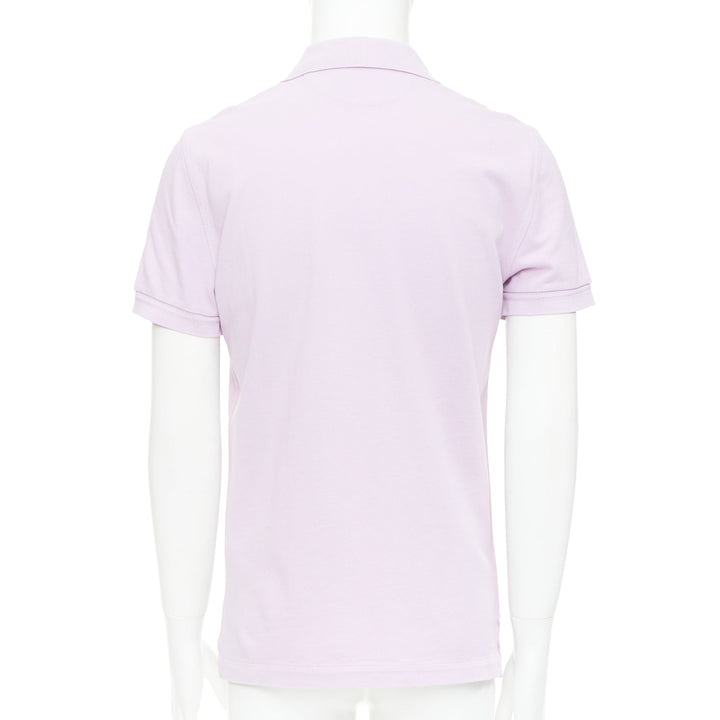 TOM FORD light purple pink cotton TF logo hem pique polo shirt IT48 M
