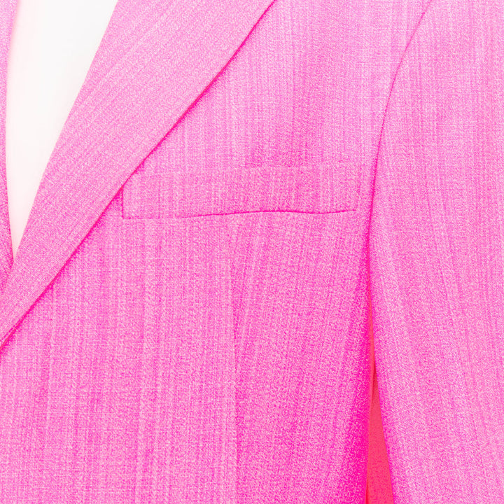 JACQUEMUS 2023 La Raphia  La Veste d'Homme Blazer neon pink long blazer FR36 S