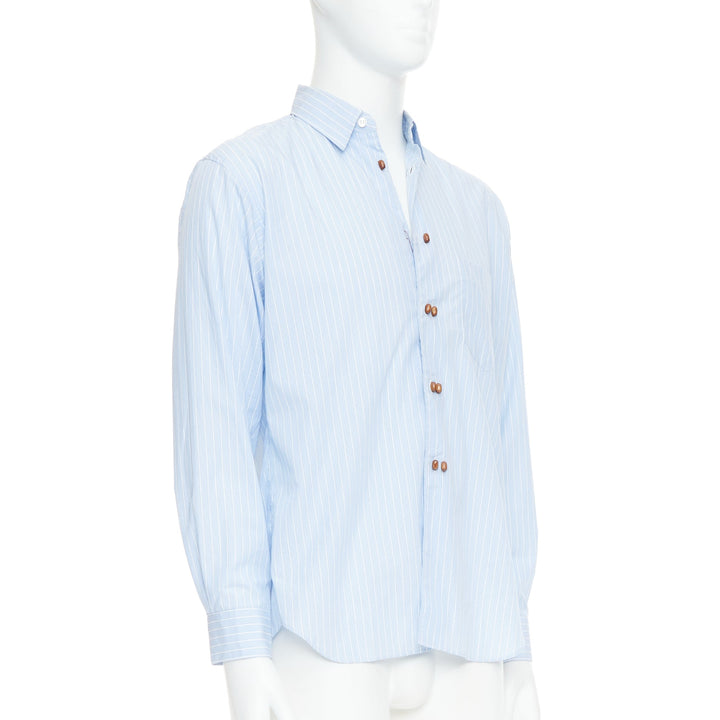 COMME DES GARCONS SHIRT blue white stripes bean shaped buttons shirt S