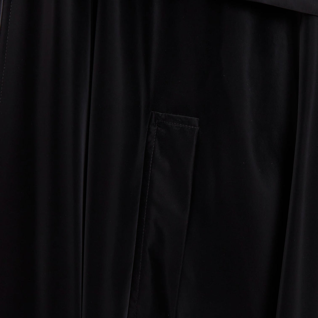 CHANEL 23K Runway black Camellia button cape overlay fluid parka coat FR38 M