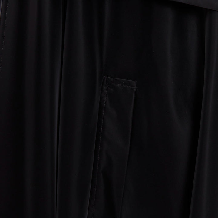 CHANEL 23K Runway black Camellia button cape overlay fluid parka coat FR38 M