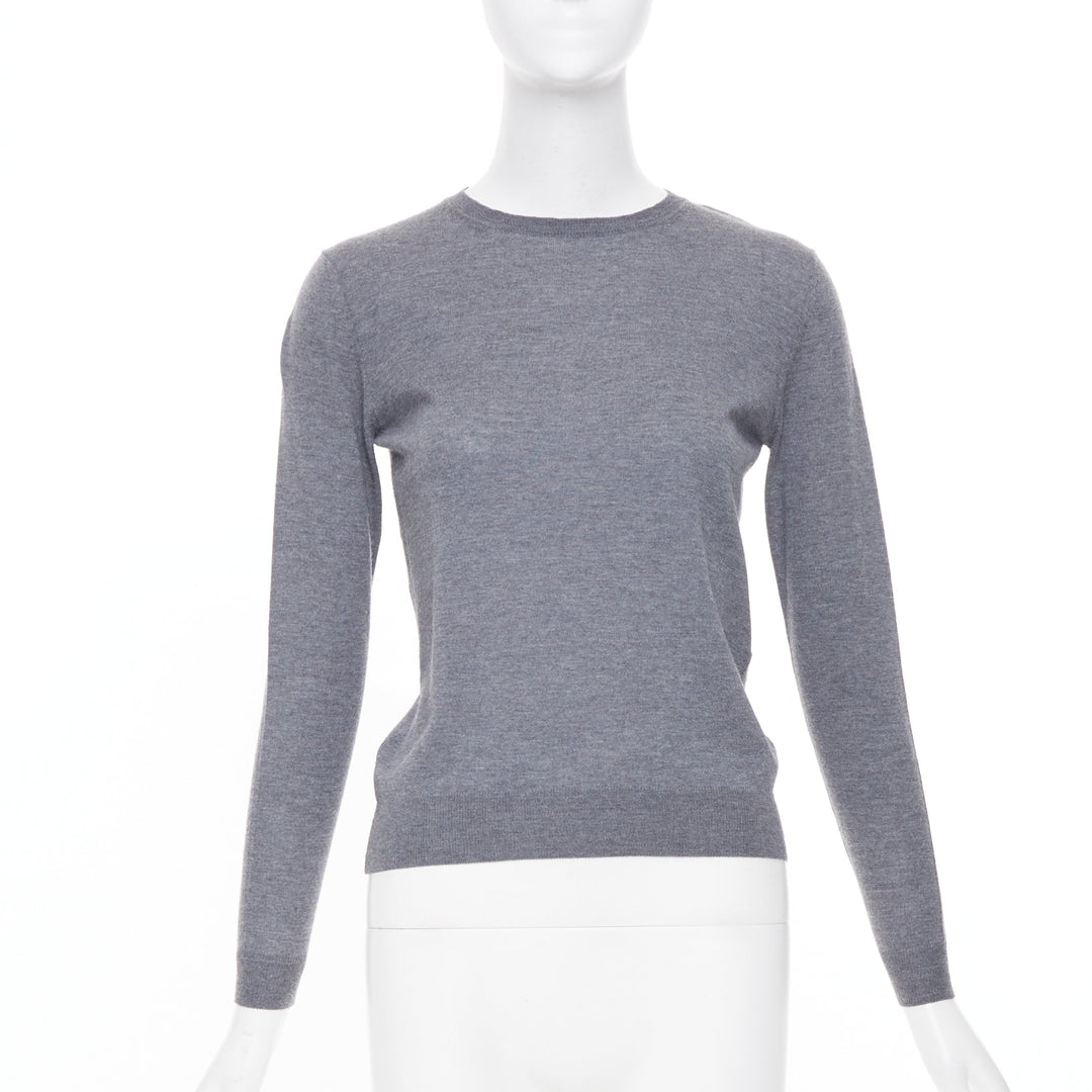 STELLA MCCARTNEY 2016 grey virgin wool fine knit crew sweater IT34 XXS