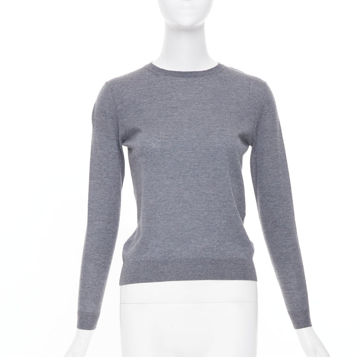 STELLA MCCARTNEY 2016 grey virgin wool fine knit crew sweater IT34 XXS