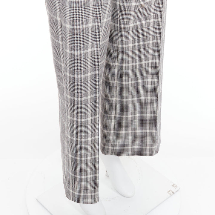 STELLA MCCARTNEY grey white houndstooth checkered wide leg pants IT36 XXS