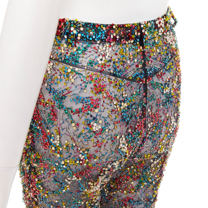 rare ALEXANDRE VAUTHIER COUTURE SS2021 Runway Lesage crystal feather flare pant