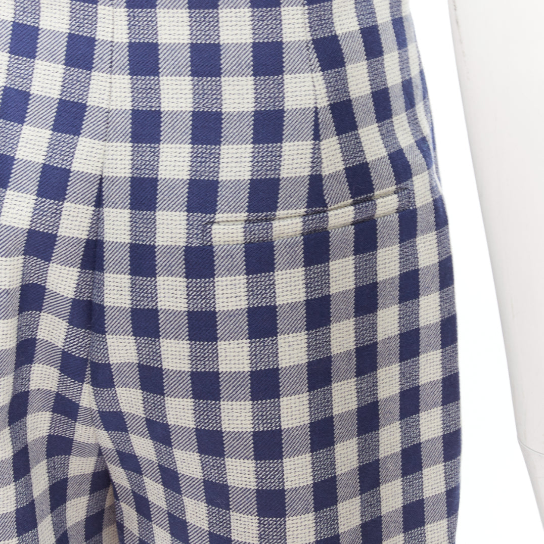 DIOR 100% virgin wool blue cream check mini skort shorts FR36 S