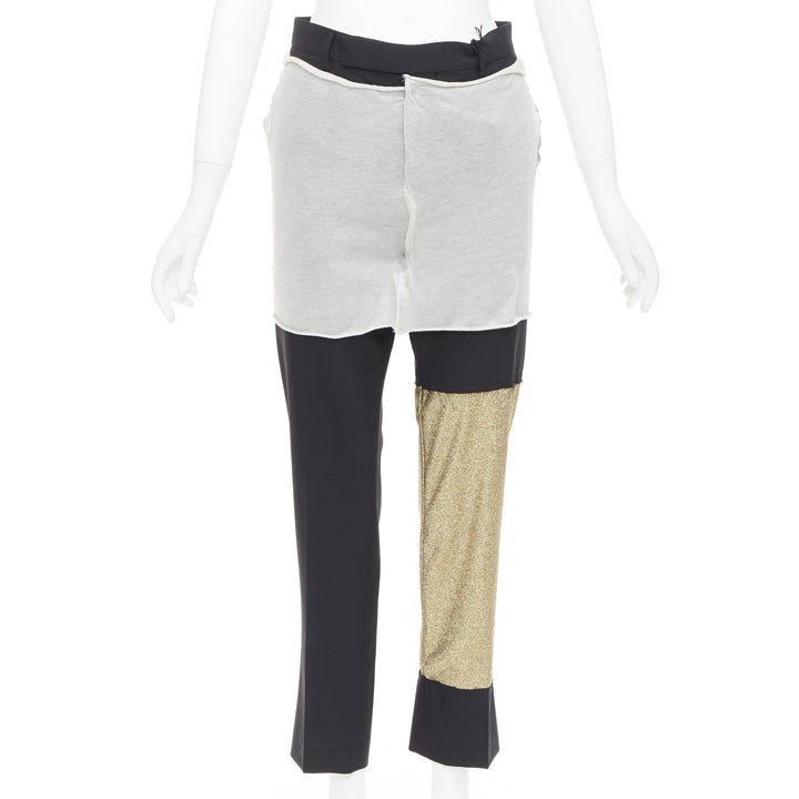 rare RICK OWENS JOYCE 50th Limited Edition gold grey patchwork pants IT38 XS